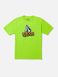 Volcom Boys Electric Green Sticker Stamp SS Tshirt