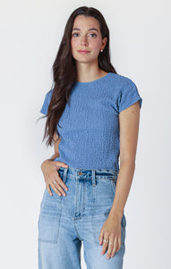 Dex Ladies Cool Blue SS Textured Tshirt