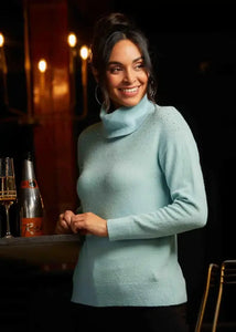 Elena Wang Ladies Seafoam Knit Turtleneck Sweater