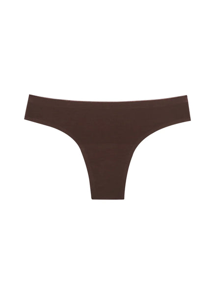 Huha Ladies Brown Seamless Low-Mid Rise Thong