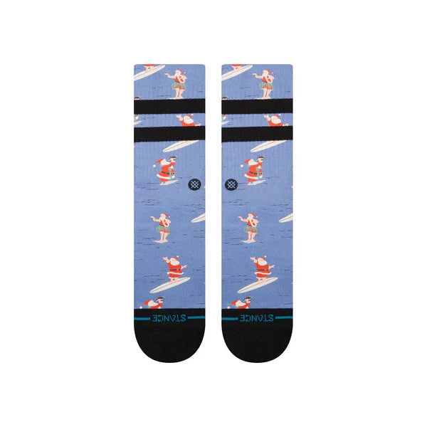 Instance Mens Blue Surfing Santa Crew Socks