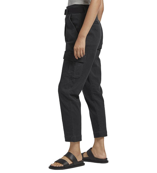 Silver Jeans Ladies Relaxed Cargo Black Pant