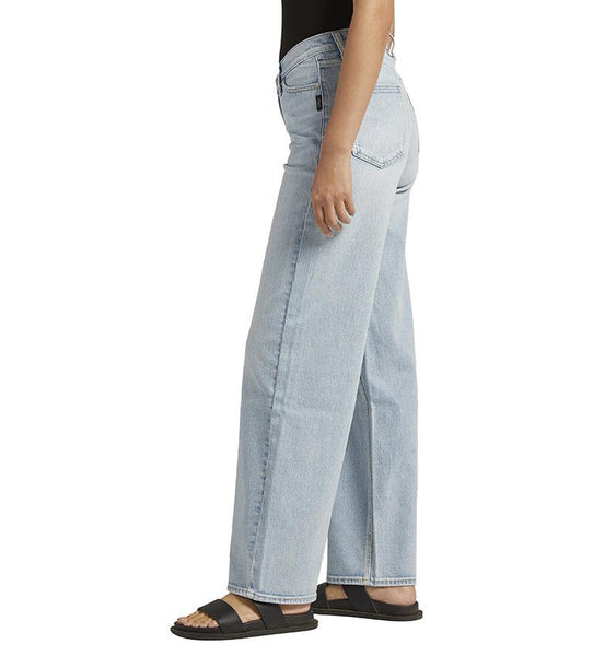 Silver Jeans Ladies V Front Wide Leg Mid Rise Indigo Jeans