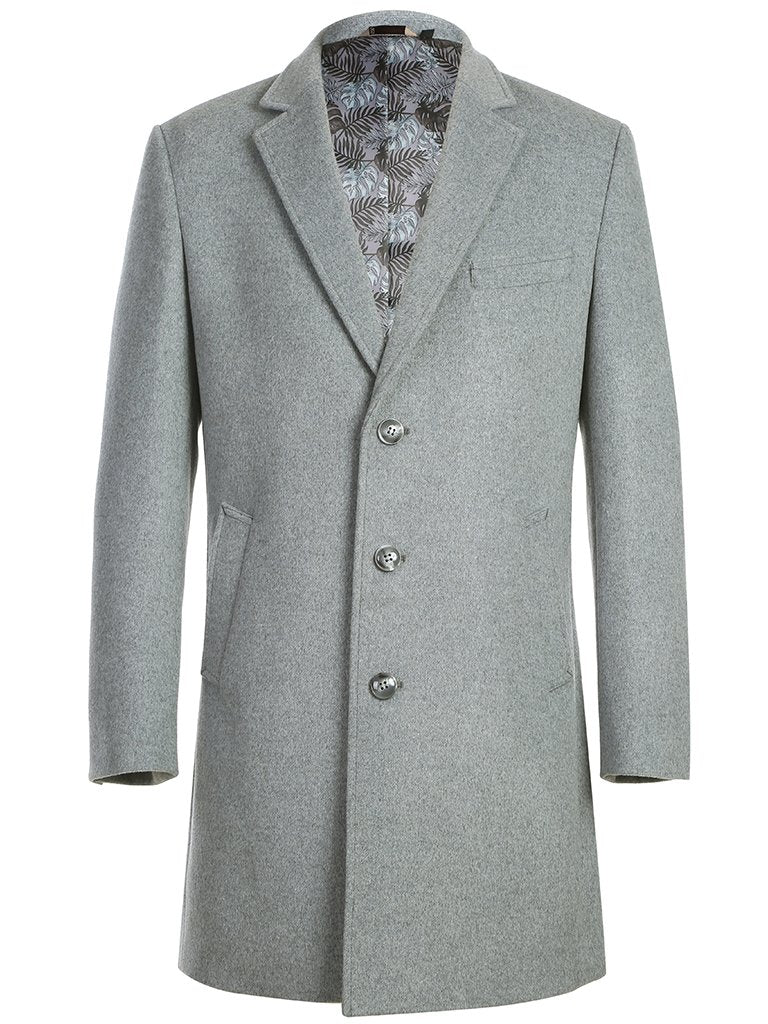 Renoir Mens Grey Wool/Polyester Dress Coat