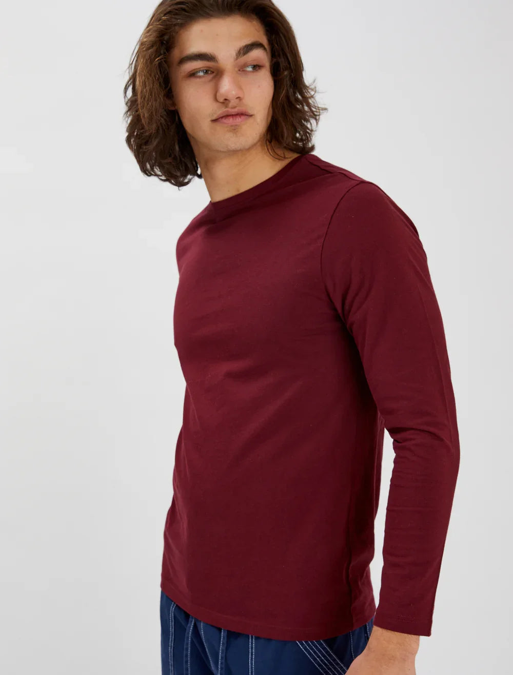 Point Zero Mens CabernetBasic Crewneck LS Jersey Tshirt