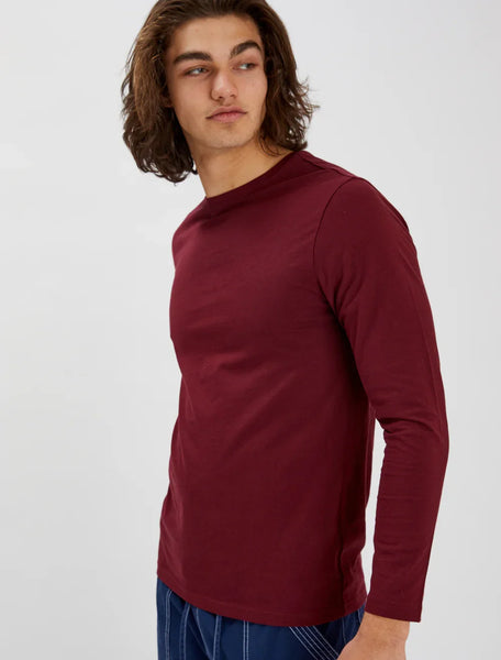 Point Zero Mens CabernetBasic Crewneck LS Jersey Tshirt