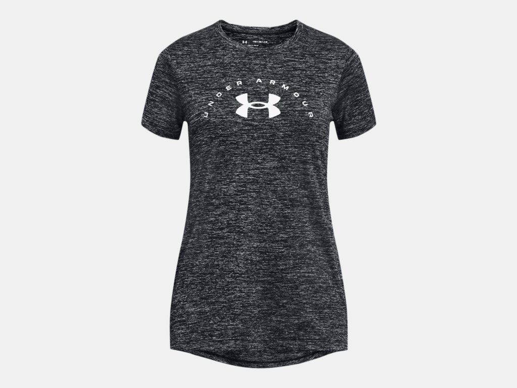 Under Armour Girls Black Tech Twist Arch Big Logo Tshirt