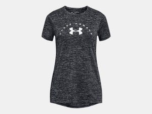 Under Armour Girls Black Tech Twist Arch Big Logo Tshirt