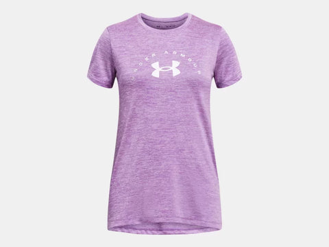 Under Armour Girls Provence Purple Tech Twist Arch Big Logo Tshirt