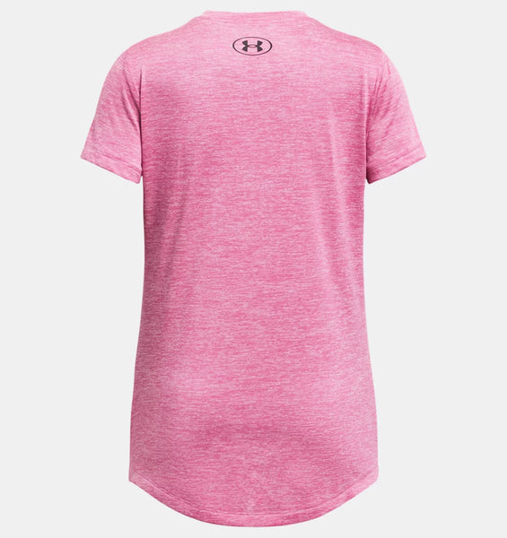 Under Armour Girls Pink Edge Tech Twist Arch Big Logo Tshirt