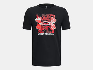 Under Armour Boys Black Box Logo Camo SS Tshirt