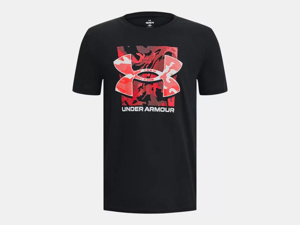 Under Armour Boys Black Box Logo Camo SS Tshirt