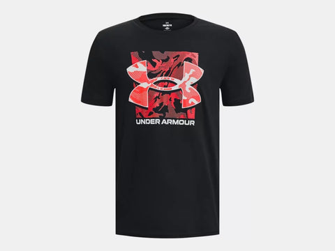 Under Armour Boys Black Box Logo Camo SS Tshirt