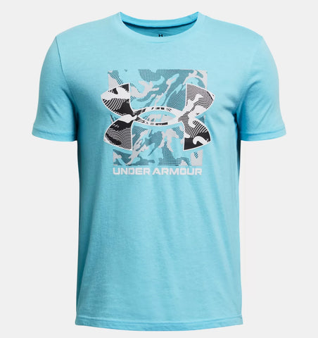 Under Armour Boys Sky Blue Box Logo Camo SS Tshirt