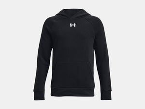 Under Armour Boys Black/White Rival Fleece Hoodie