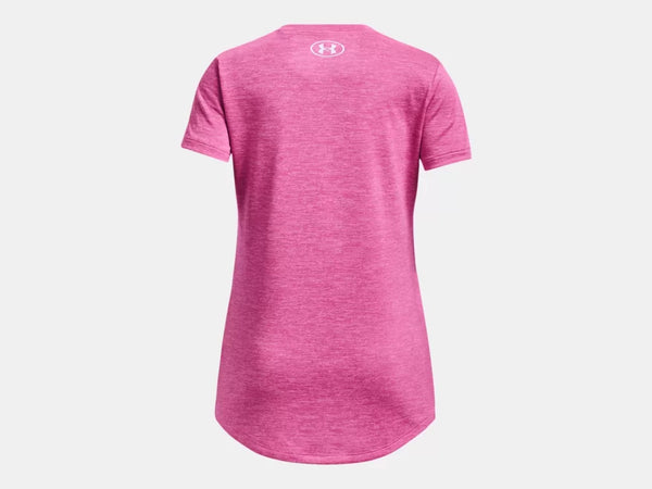 Under Armour Girls Pink Edge Tech Big Logo Twist SS Tshirt