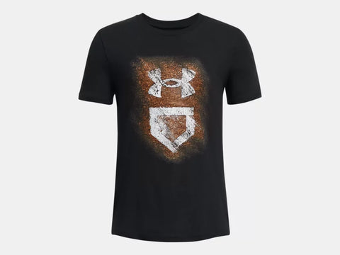 Under Armour Boys Black Baseball Dirt Icon SS Tshirt