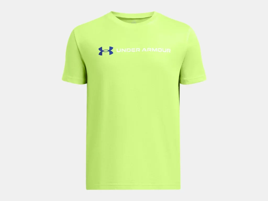 Under Armour Boys Morph Green Logo Wordmark SS Tshirt