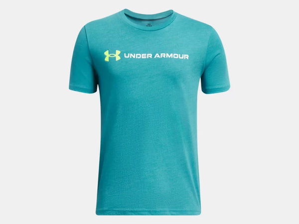 Under Armour Boys Circuit Teal Logo Wordmark SS Tshirt