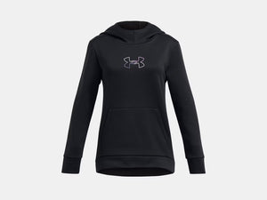 Under Armour Girls Black Armourfleece Novelty Big Logo Hoodie