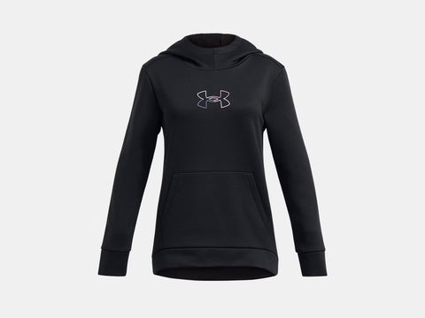 Under Armour Girls Black Armourfleece Novelty Big Logo Hoodie