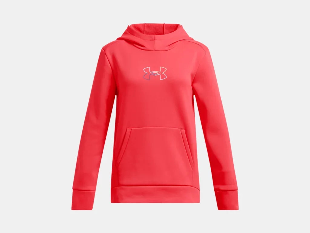 Under Armour Girls Racer Red Armourfleece Novelty Big Logo Hoodie