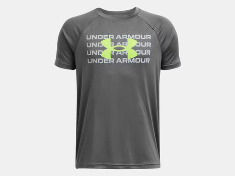 Under Armour Boys Castlerock/Mod Grey Tech WM Logo SS Tshirt