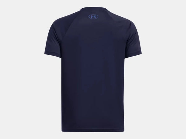 Under Armour Boys Midnight Navy Tech Wordmark Logo SS Tshirt