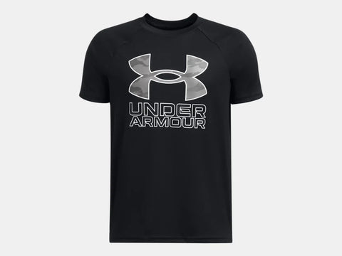 Under Armour Boys Black Tech Hybrid Print SS Tshirt