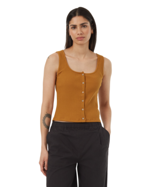 Ten Tree Ladies Golden Brown Rib Button Front Tank