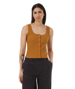 Ten Tree Ladies Golden Brown Rib Button Front Tank