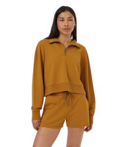 Ten Tree Ladies Golden Brown SoftTerry Light 1/4 Zip Fleece