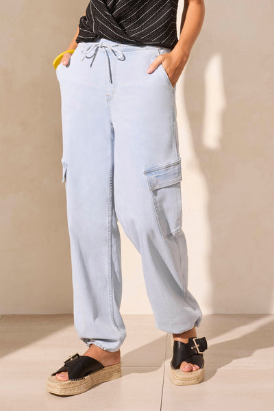 Tribal Ladies Blue White Audrey  Wide Ankle Jogger