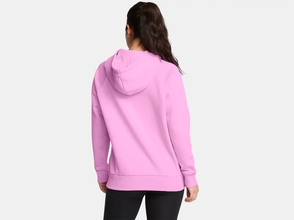 Under Armour Ladies Stellar Pink Rvial Fleece Big Logo Hoodie