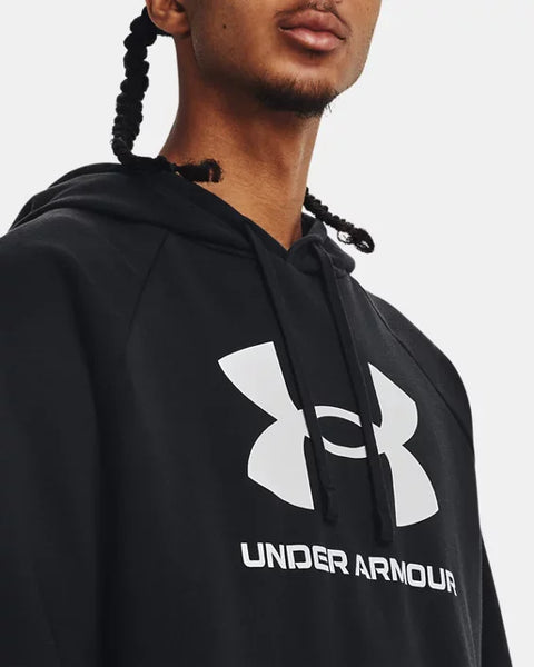 Under Armour Mens Black Rival Fleece Logo Hoodie