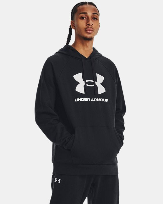 Under Armour Mens Black Rival Fleece Logo Hoodie