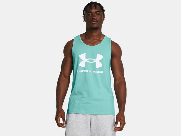 Under Armour Mens Radial Turquoise Sportstyle Logo Tank