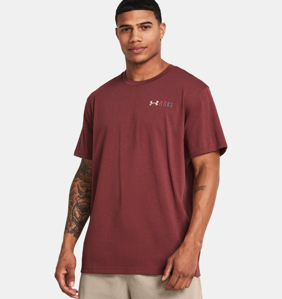 Under Armour Mens Cinna Red Logo Repeat SS Tshirt