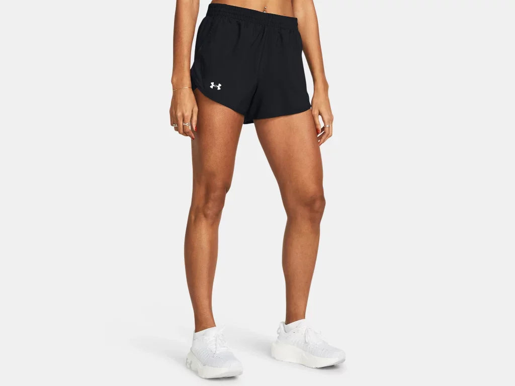 Under Armour Ladies Black Fly By 3" Unlined Shorts