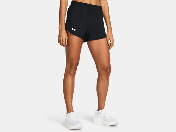 Under Armour Ladies Black Fly By 3" Unlined Shorts