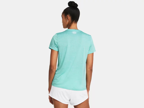 Under Armour Ladies Radial Turquoise Tech Twist V-Neck SS Tshirt