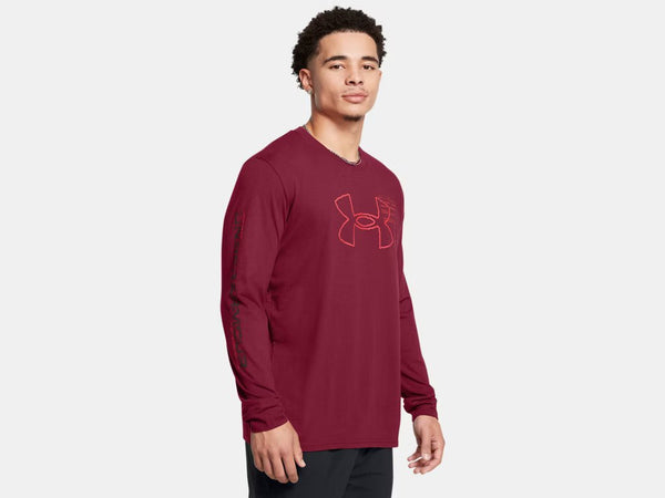 Under Armour Mens Cardinal/Racer Red Glitch LS Shirt