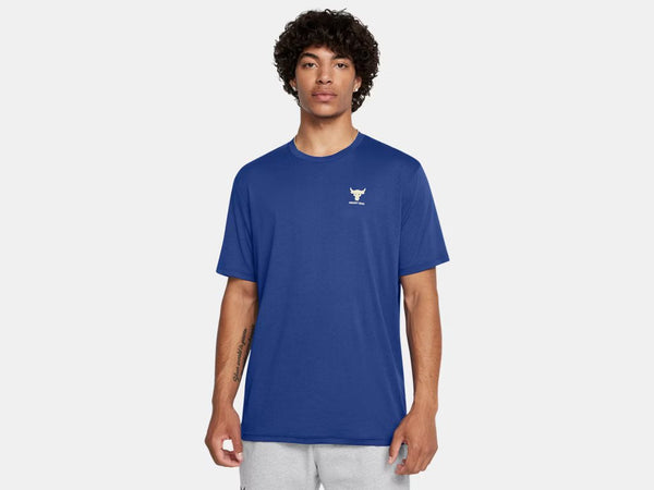 Under Armour Mens Tech Blue Project Rock Simple Branded SS Tshirt