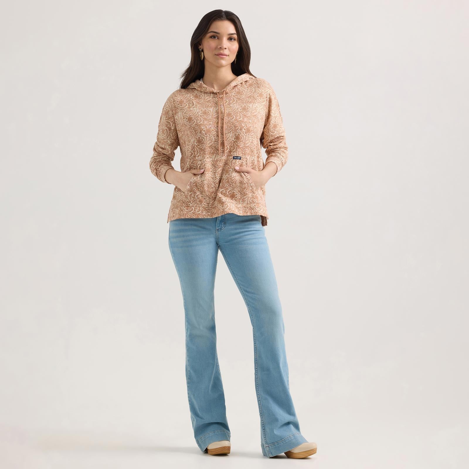 Wrangler Ladies Tan Retro Punchy Hoodie