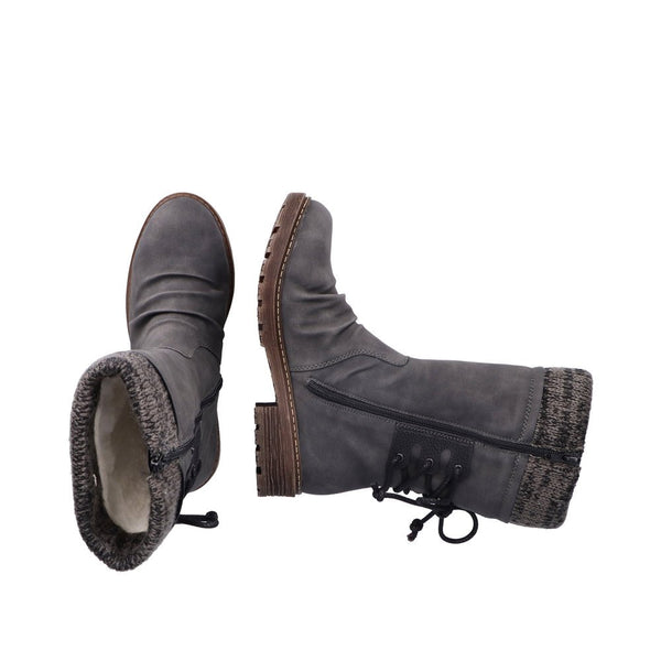 Rieker Ladies Dominika Grey Lined Boot