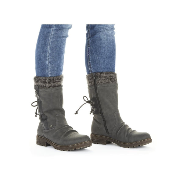 Rieker Ladies Dominika Grey Lined Boot