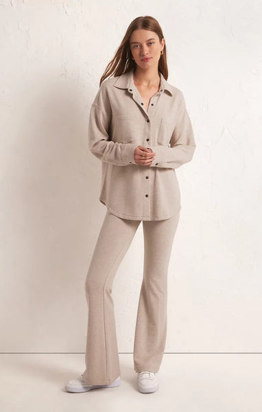 Z Supply Ladies Oatmeal Heather Modal Shirt Jacket