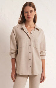 Z Supply Ladies Oatmeal Heather Modal Shirt Jacket