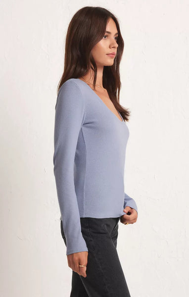 Z Supply Ladies Stormy Sirena Rib LS Tee