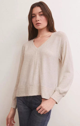 Z Supply Ladies Wilder Cloud LS V-Neck Top